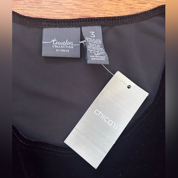 Chico’s Travelers Collection Black Assymetrical Velvet Tunic Top - Size 3 - NWT - Picture 5 of 10